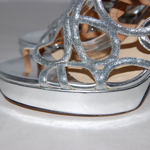 40/10❤️ Jimmy Choo Glitter Leather Platform High Heels Gladiator Sandals Boots - Picture 6 of 16
